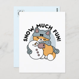 Cartão Postal Design de Feriado de Inverno de Gato Muito Diverti