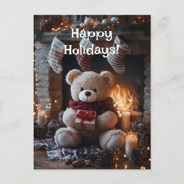 Cartão Postal Design de Feriado de Urso Cozy Teddy (Frente)