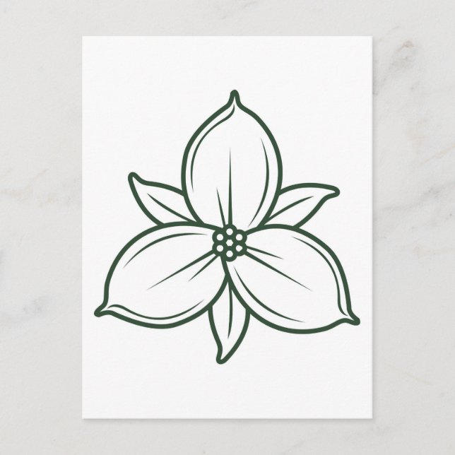 Cartão Postal design de flor de trilium linear elegante (Frente)