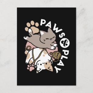 Cartão Postal Design de Gatos Fofos e Divertidos – Arte Divertid