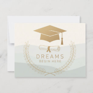 Cartão Postal Design de Graduação Dourada Elegante   Os Sonhos C