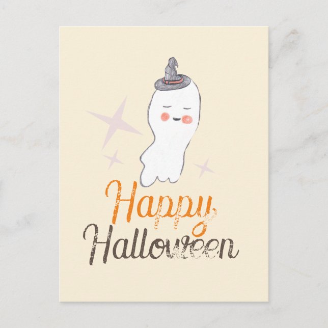 Cartão Postal Design de Halloween do Fantasma Retro (Frente)