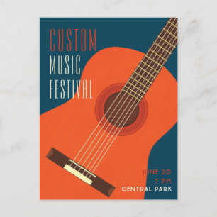 Cartão Postal Design de ilustração de evento de guitarra/Música