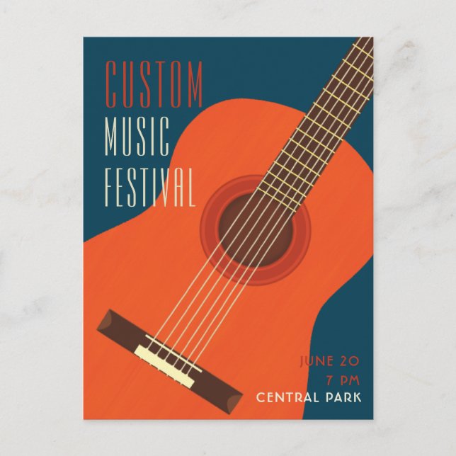 Cartão Postal Design de ilustração de evento de guitarra/Música (Frente)