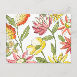 Cartão Postal Design de Jardim Floral com Fundo Branco