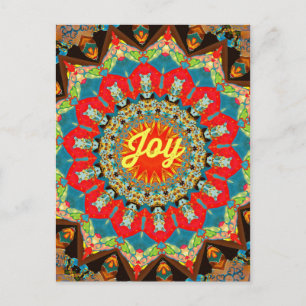 Cartão Postal Design de "Joy", um caleidoscópio vermelho vibrant