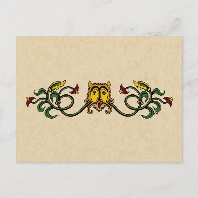 Cartão Postal Design de Leão Medieval (Frente)