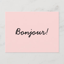 Cartão Postal Design de Letra Moderna Creme Marfim Bonjour