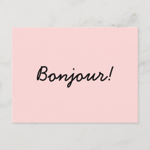 Cartão Postal Design de Letra Moderna Creme Marfim Bonjour