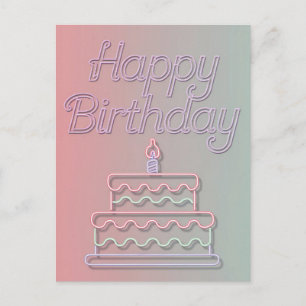 Cartão Postal Design de Letreiro de Neon para Feliz Aniversário
