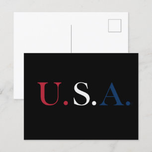 Cartão Postal Design de Letreiro Vermelho Branco e Azul dos EUA