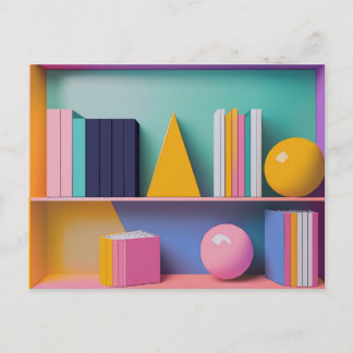 Cartão Postal Design de Livros da Biblioteca Moderna para Todas