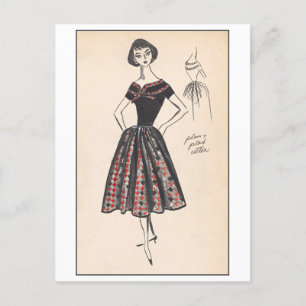 Cartão Postal Design de Moda Vintage para Vestido, Creators Stud