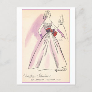 Cartão Postal Design de Moda Vintage para Vestido de Gala