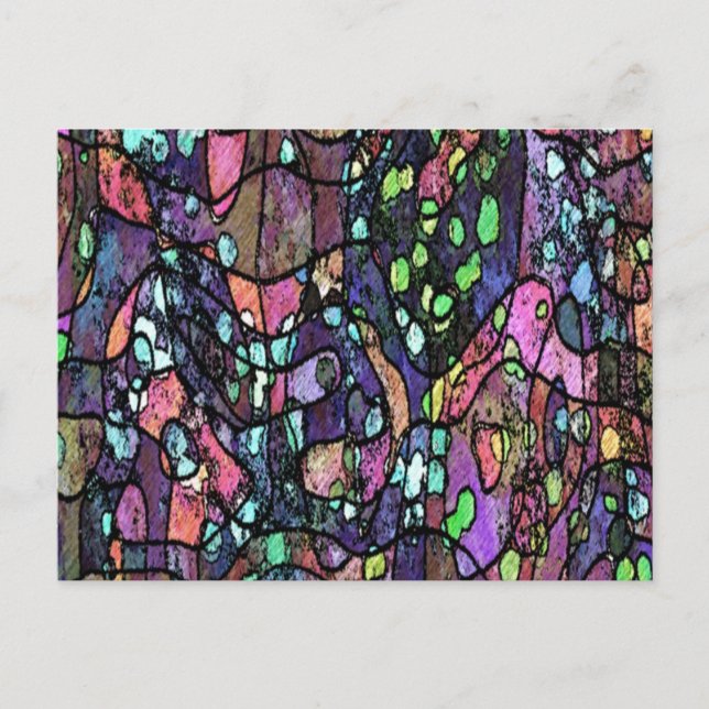 Cartão Postal Design de mosaico roxo (Frente)