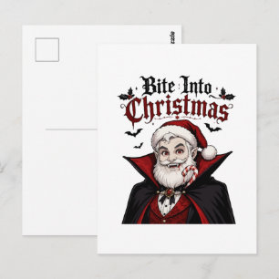 Cartão Postal Design de Natal de Papai Noel Vampiro Gótico