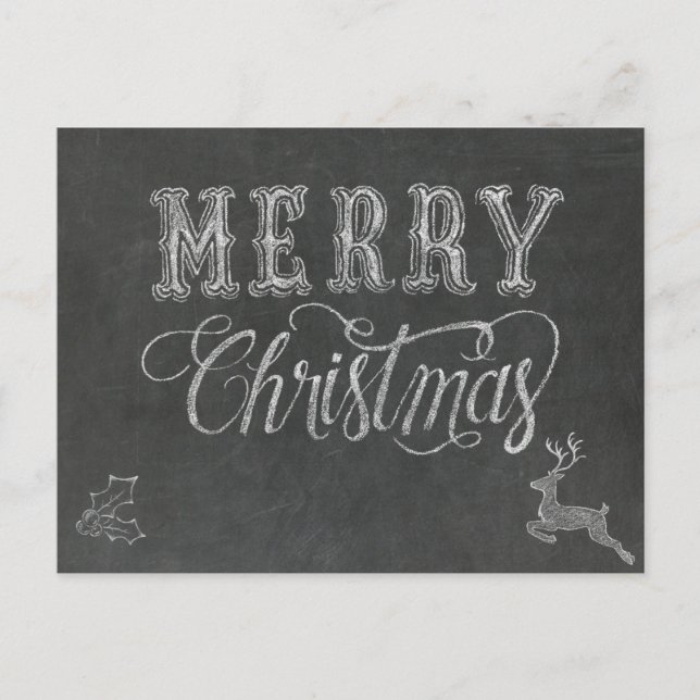 Cartão Postal Design de Natal no Quadro Negro (Frente)