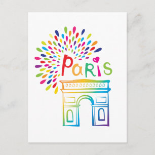 Cartão Postal Design de néon de Paris France Arco do Triunfo