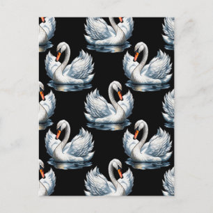 Cartão Postal Design de padrão de aves cisnes 