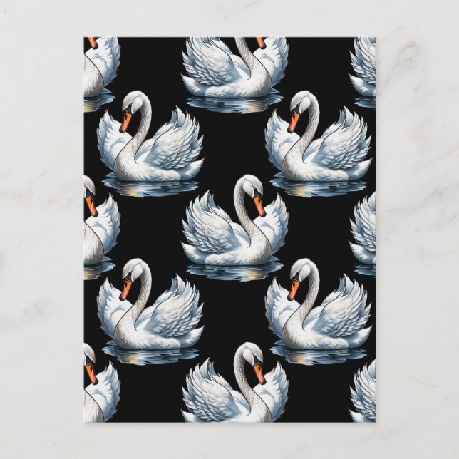 Cartão Postal Design de padrão de aves cisnes  (Frente)