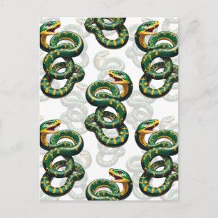 Cartão Postal Design de padrão de cobra com fundo branco