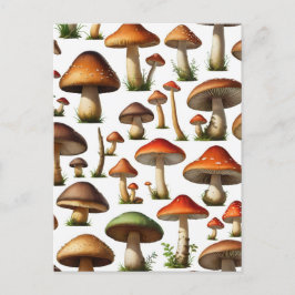 Cartão Postal Design de Padrão de Coleta de Cogumelos