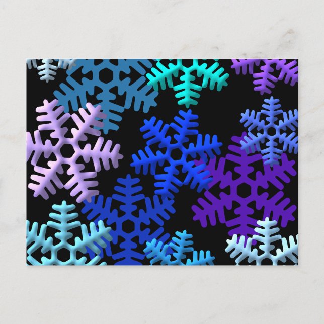 Cartão Postal Design de Padrão de Flocos de Neve 3D (Frente)