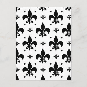 Cartão Postal Design de padrão de flor-de-lis com fundo branco