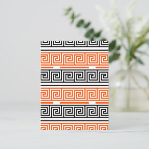 Cartão Postal Design de padrão de frete de chave grega branca la