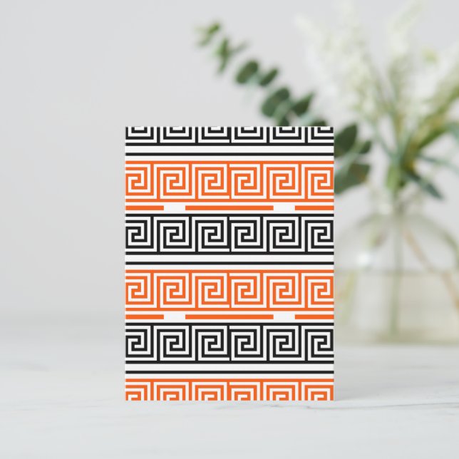 Cartão Postal Design de padrão de frete de chave grega branca la (Em pé/Frente)