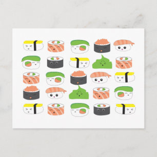 Cartão Postal Design de Padrão de Ilustração de Sushi com div