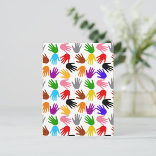 Cartão Postal Design de padrão de impressão de mão colorida bran