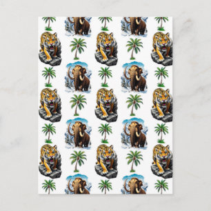 Cartão Postal Design de padrão de mamute do tigre dente de sabre