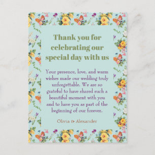 Cartão Postal Design de padrão floral e flores amarelas em aquar