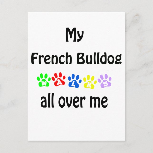 Cartão Postal Design de passeios de Bulldog Francês (Frente)