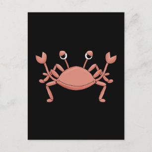 Cartão Postal Design de Personagem de Caranguejo Vermelho Fofo d