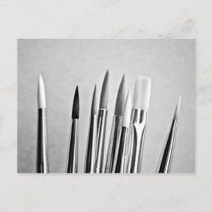 Cartão Postal Design de pincéis de tinta pretos e brancos