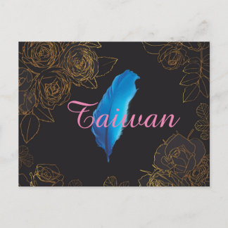 Cartão Postal Design de Postais de Arte Floral com Pena Elegante