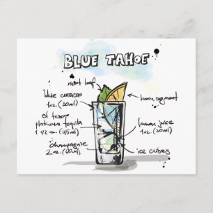 Cartão Postal Design de Receita de Tahoe Drink Azul