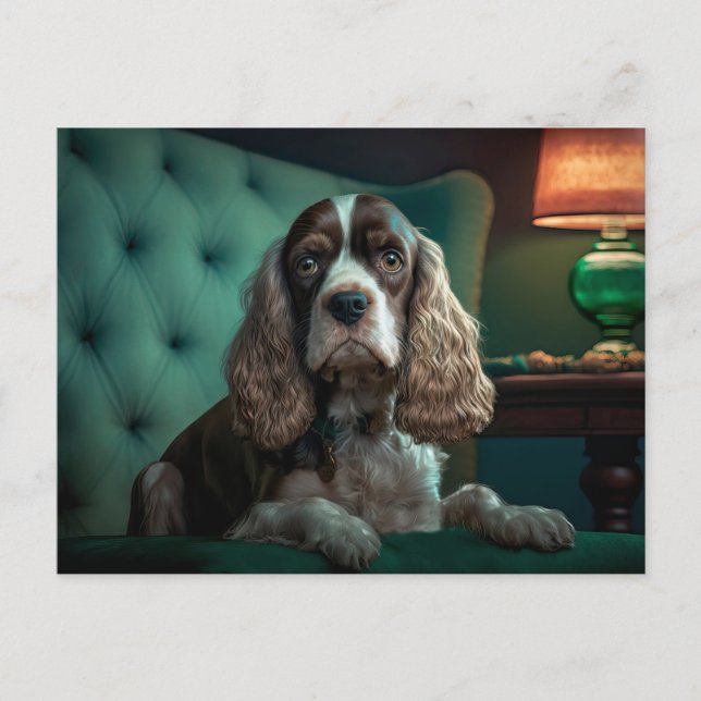 Cartão Postal Design de retrato clássico de Cocker Spaniel elega (Frente)