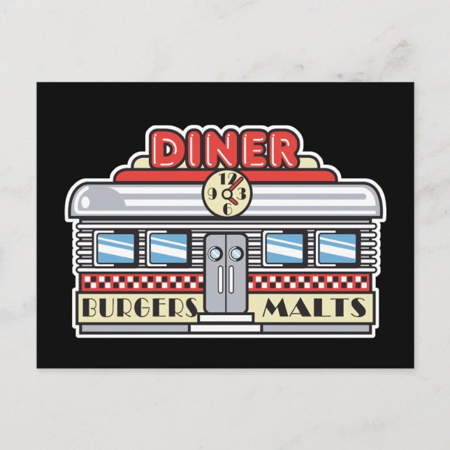 Cartão Postal design de retro-diner (Frente)