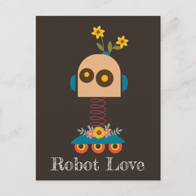 Cartão Postal Design de robots bonitos para crianças (Frente)