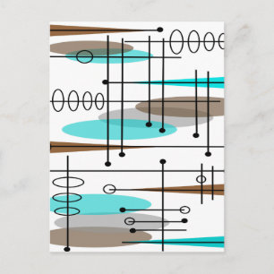 Cartão Postal Design de século 13 inspirado na era atômica