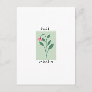 Cartão Postal Design de selo de flor minimalista ainda existente