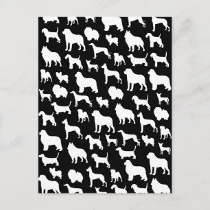 Cartão Postal Design de Silhueta de Cachorro Fofo e Chic em Pret