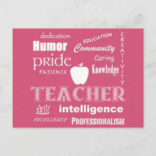 Cartão Postal Design de texto Branco/Rosa