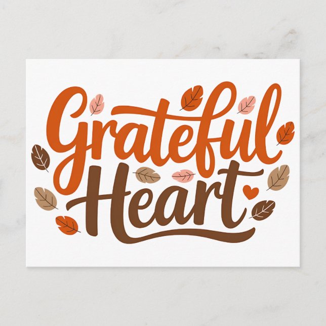 Cartão Postal Design de Tipografia Cardíaca Grateful (Frente)