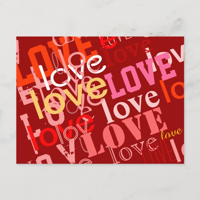 Cartão Postal design de tipografia do amor (Frente)