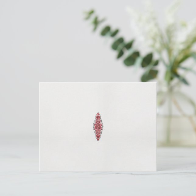 Cartão Postal design de um padrão vermelho e branco (Em pé/Frente)