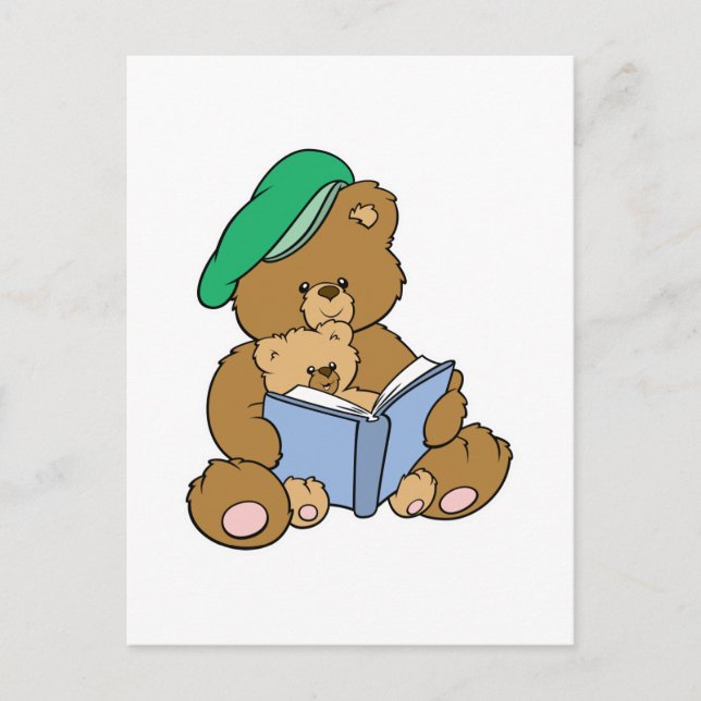 Cartão Postal Design de Urso de Pelúcia Hora da História Fofa (Frente)